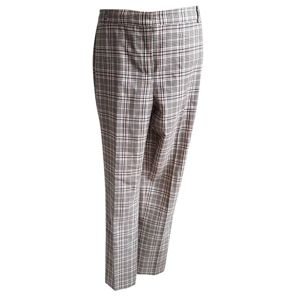 Massimo Dutti - Red/Black/Cream Tartan 100% Wool Straight Leg Trousers - Size 10
